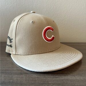 New Era Joe Freshgoods Chicago Cubs Fitted Hat Size 7 1/8 59Fifty Tan Pink UV